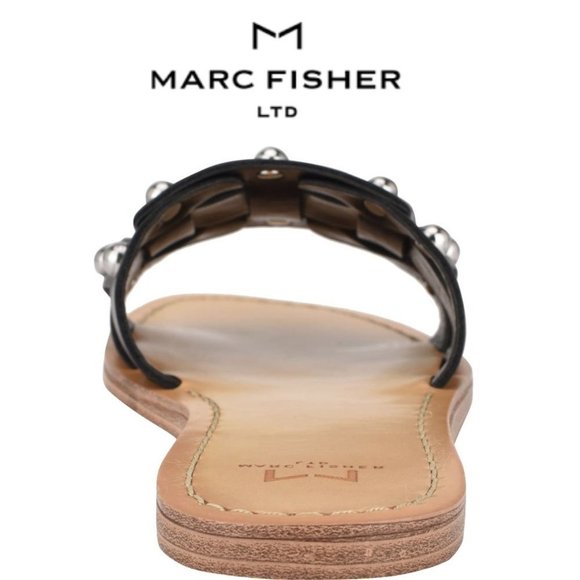 NEW Marc Fisher LTD Pacca Slide Sandal, Size 6.5, 7 and 9 in Black Leather - Picture 5 of 9